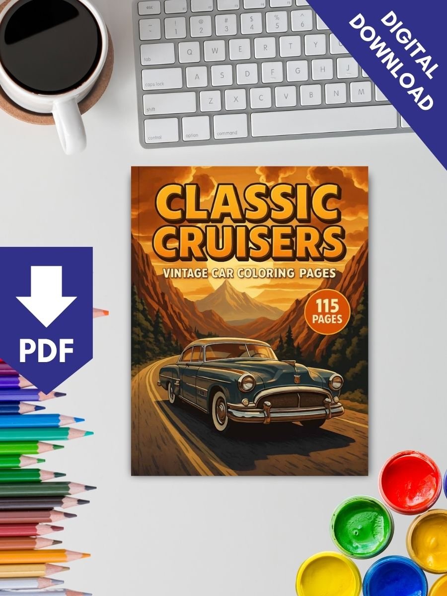 Classic Cruisers – 115 Vintage Car Coloring Pages - Image 2