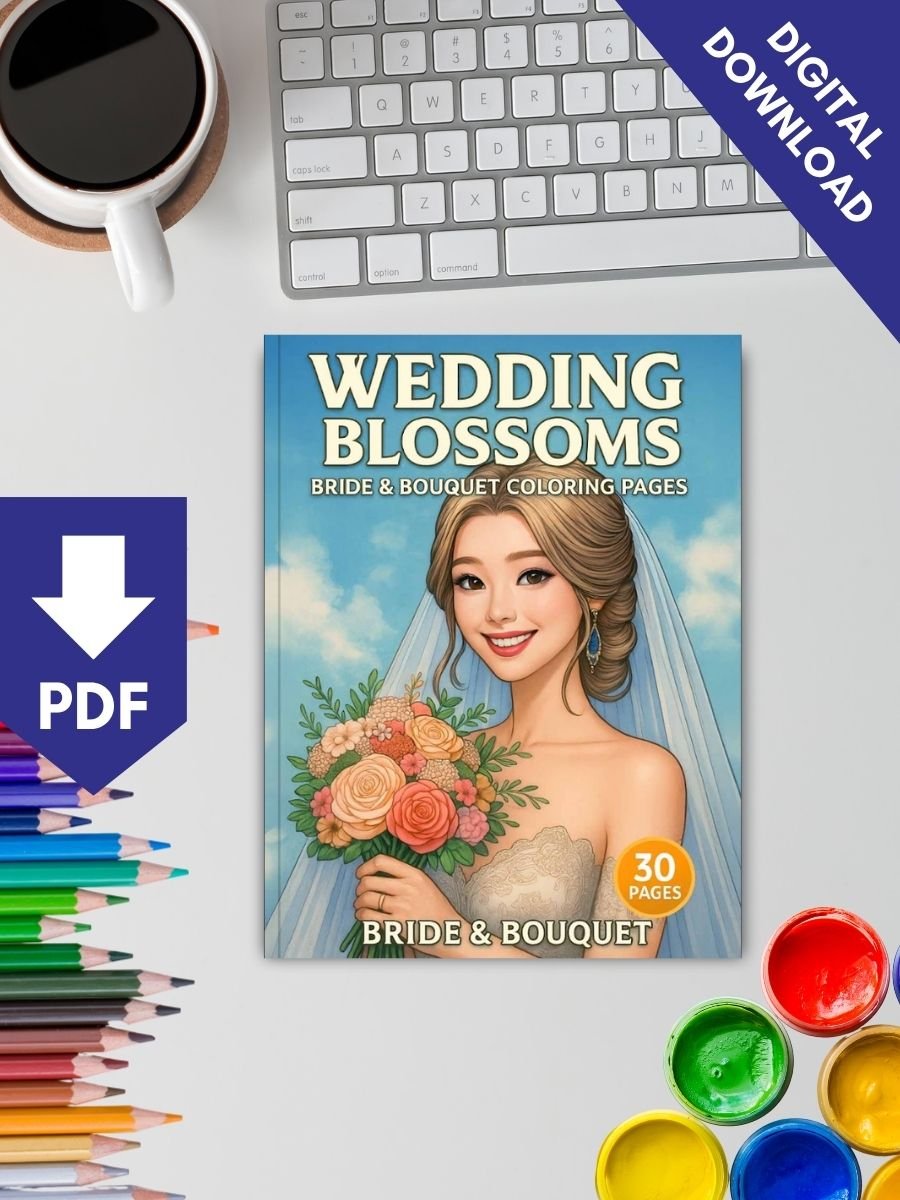 Wedding Blossoms – 30 Bride & Bouquet Coloring Pages - Image 2