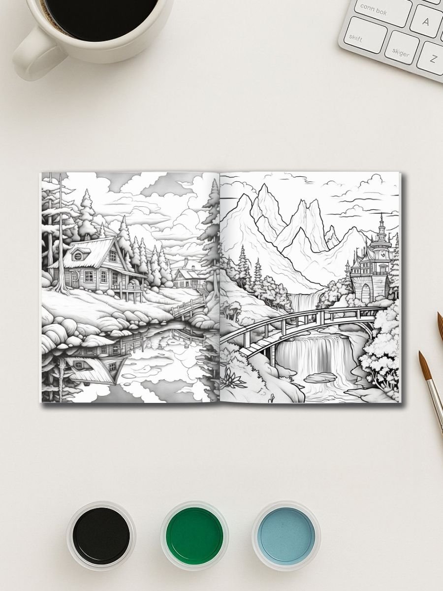 Boho Vistas – 200 Landscape Coloring Pages - Image 3